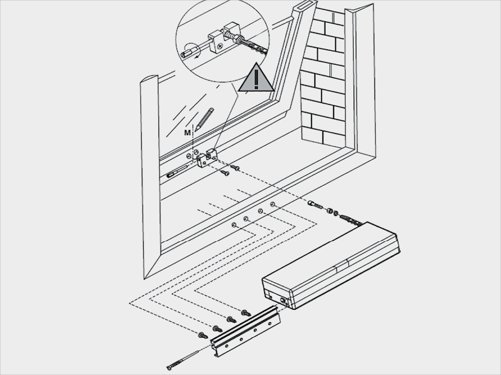 Монтаж приводa с открыванием снизу.